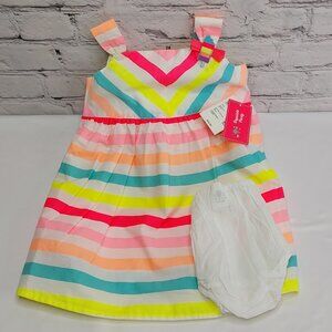 GYMBOREE'POPSICLE PARTY' EMBROIDERED POPSICLE CHEVRON STRIPE SUN DRESS & BLOOMER